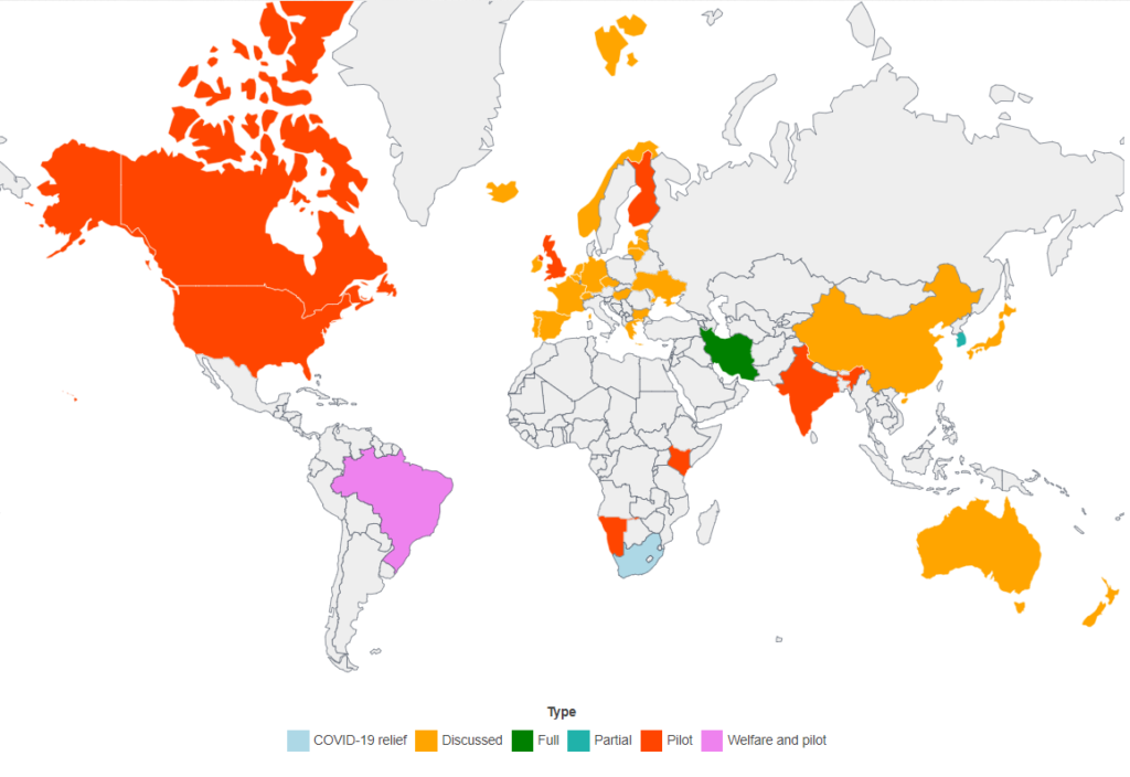 Evrensel Temel Gelir uygulayan ülkeler